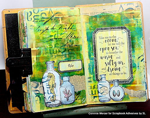 Gifts from the Sea Art Journal Pages by Connie Mercer for Scrapbook Adhesives by 3L 