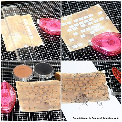 Mixed Media Background with Adhesive by Connie Mercer for Scrapbook Adhesives by 3L 