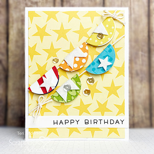 Fun Circle Banner Tutorial by Teri Anderson for Scrapbook Adhesives by 3L HBD Card