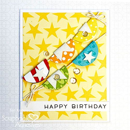 Fun Circle Banner Tutorial by Teri Anderson for Scrapbook Adhesives by 3L Flat Lay