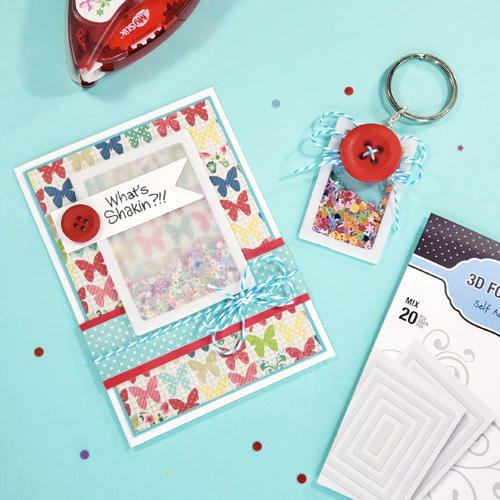 Shaker Key Chain and Card Ensemble by Sheri Holt for Scrapbook Adhesives by 3L