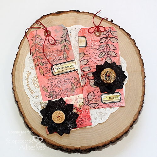 Friends Mixed Media Tags with Photo Corner Flower by Connie Mercer for Scrapbook Adhesives by 3L