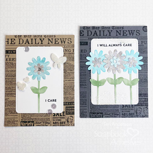 Glittered Flowers for Cards Tutorial by Teri Anderson for Scrapbook Adhesives by 3L