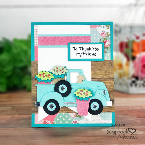 Flower Truck Thank You Card by Sheri Holt for Scrapbook Adhesives by 3L 