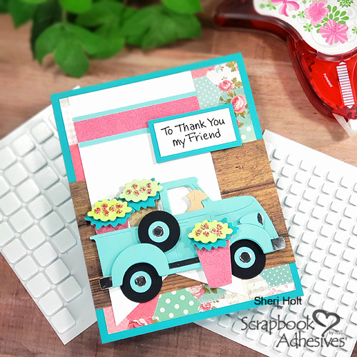 Flower Truck Thank You Card by Sheri Holt for Scrapbook Adhesives by 3L 