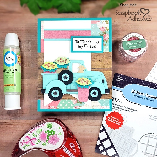 Flower Truck Thank You Card by Sheri Holt for Scrapbook Adhesives by 3L