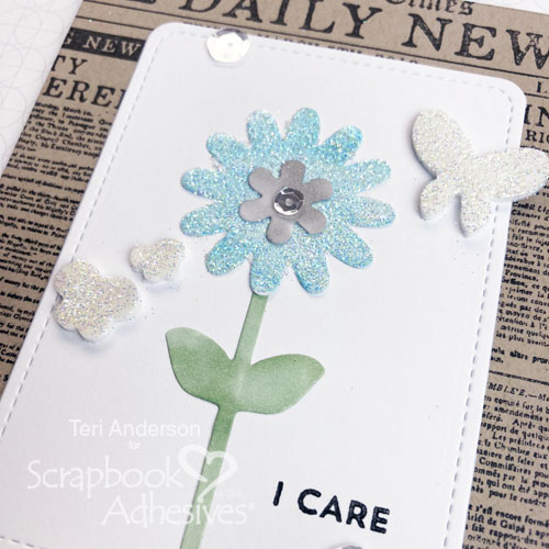 Glittered Flowers for Cards Tutorial by Teri Anderson for Scrapbook Adhesives by 3L