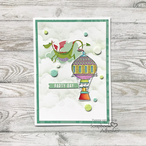 Dragon Party Day Glittered Card by Yvonne van de Grijp for Scrapbook Adhesives by 3L