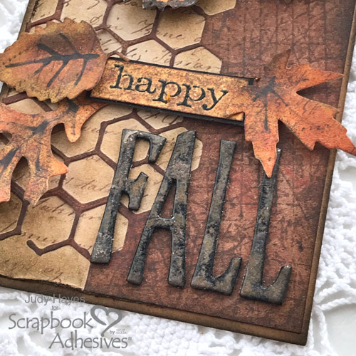 Mixed Media Happy Fall Tag by Judy Hayes for Scrapbook Adhesives by 3L