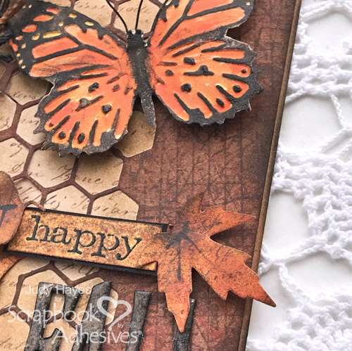 Mixed Media Happy Fall Tag by Judy Hayes for Scrapbook Adhesives by 3L