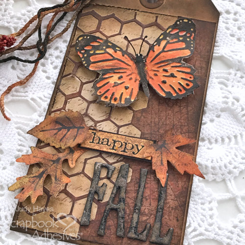 Mixed Media Happy Fall Tag by Judy Hayes for Scrapbook Adhesives by 3L