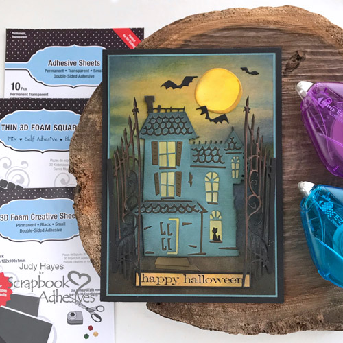 Haunted House Halloween Card by Judy Hayes for Scrapbook Adhesives by 3L