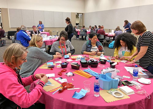 Birthday Origami Wallet Tutorial by Margie Higuchi for Scrapbook Adhesives by 3L The Collins Group Sample Frenzy Event at AFCI SAby3L Table