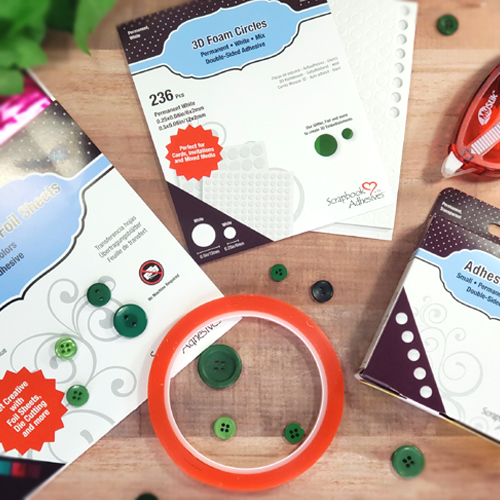 Foiled Dots and Buttons Holiday Card by Sheri Holt for Scrapbook Adhesives by 3L