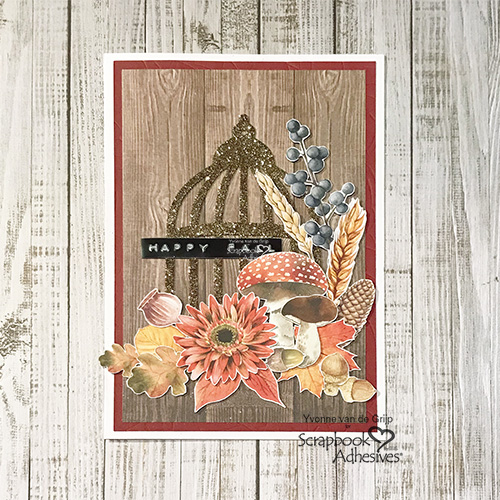 Glittered Cage Fall Card by Yvonne van de Grijp for Scrapbook Adhesives by 3L