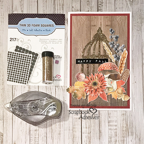 Glittered Cage Fall Card by Yvonne van de Grijp for Scrapbook Adhesives by 3L