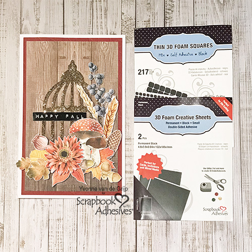 Glittered Cage Fall Card by Yvonne van de Grijp for Scrapbook Adhesives by 3L