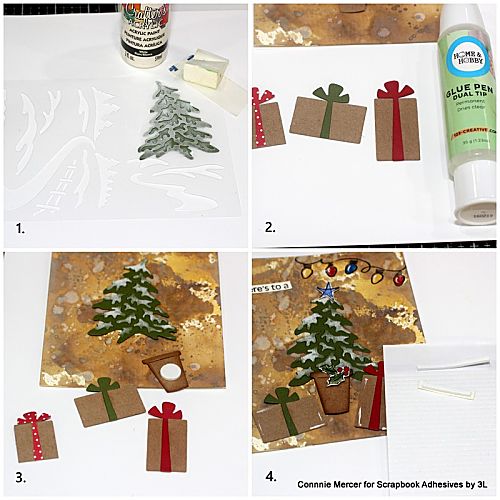 Inky Wonderful Christmas Card Tutorial by Connie Mercer for Scrapbook Adhesives by 3L