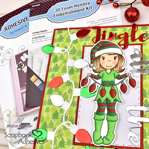 Elf Emma with Foiled Lights Card by Meghan Kennihan for Scrapbook Adhesives by 3L