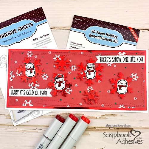 Foiled Snowflake + Snowmen Holiday Card by Meghan Kennihan for Scrapbook Adhesives by 3L