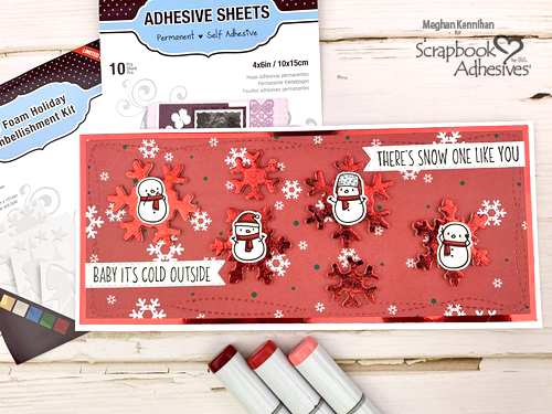 Foiled Snowflake + Snowmen Holiday Card by Meghan Kennihan for Scrapbook Adhesives by 3L