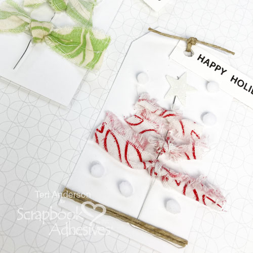 Fabric Christmas Tree Tags by Teri Anderson for Scrapbook Adhesives by 3L 