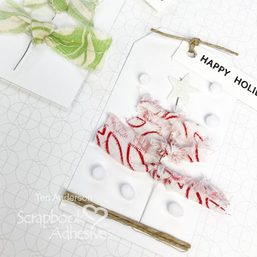 Fabric Christmas Tree Tags by Teri Anderson for Scrapbook Adhesives by 3L
