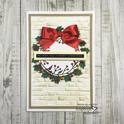 Merry Christmas Wreath Card by Yvonne van de Grijp for Scrapbook Adhesives by 3L 