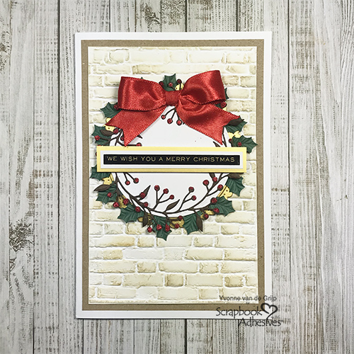 Merry Christmas Wreath Card by Yvonne van de Grijp for Scrapbook Adhesives by 3L