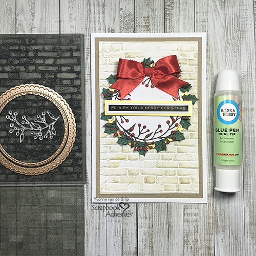 Merry Christmas Wreath Card by Yvonne van de Grijp for Scrapbook Adhesives by 3L