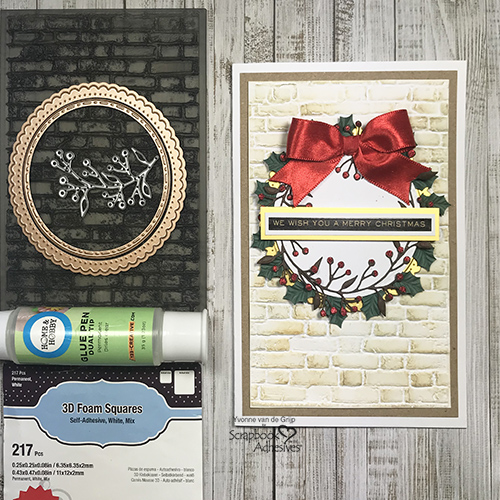 Merry Christmas Wreath Card by Yvonne van de Grijp for Scrapbook Adhesives by 3L 