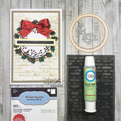 Merry Christmas Wreath Card by Yvonne van de Grijp for Scrapbook Adhesives by 3L
