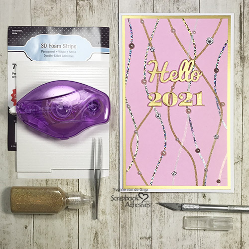 Sparkle & Bright Hello 2021 Card by Yvonne van de Grijp for Scrapbook Adhesives by 3L