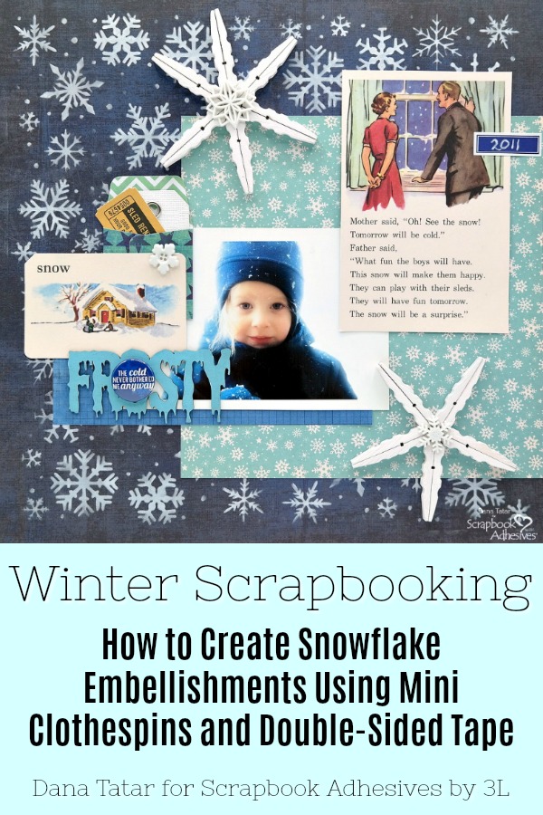 Clothespin Snowflakes for Winter Crafts by Dana Tatar for Scrapbook Adhesives by 3L Pinterest