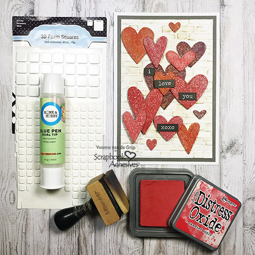 Valentine's Day Hearts Card by Yvonne van de Grijp for Scrapbook Adhesives by 3L