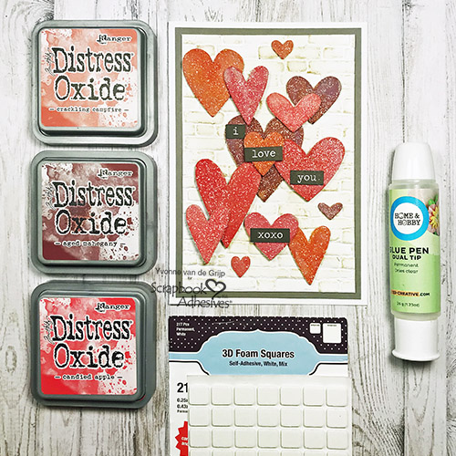 Valentine's Day Hearts Card by Yvonne van de Grijp for Scrapbook Adhesives by 3L