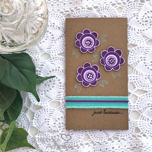 Just Because Flowers and Ribbon Card by Judy Hayes for Scrapbook Adhesives by 3L