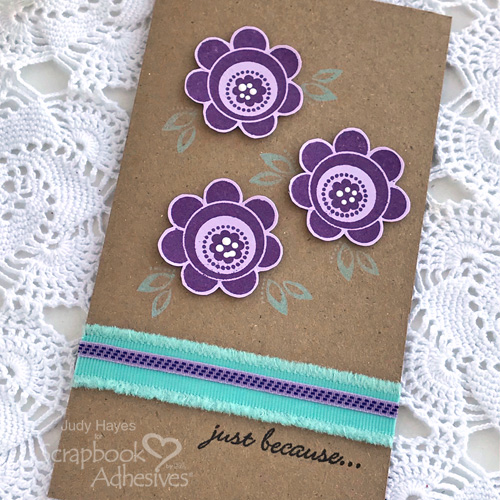 Just Because Flowers and Ribbon Card by Judy Hayes for Scrapbook Adhesives by 3L