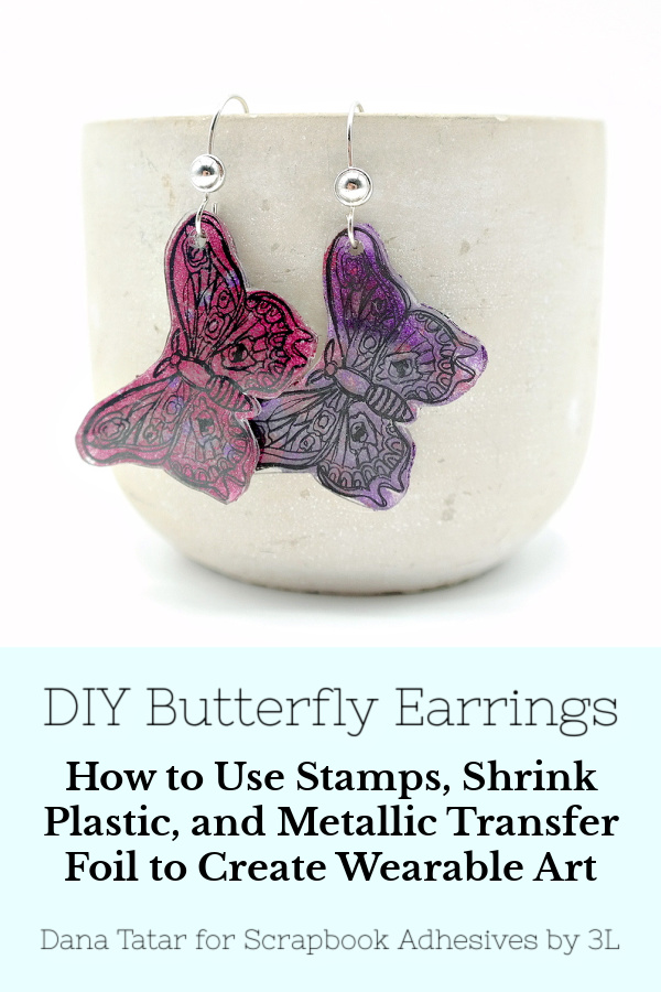 Butterfly Earrings with Transfer Foil by Dana Tatar for Scrapbook Adhesives by 3L Pinterest