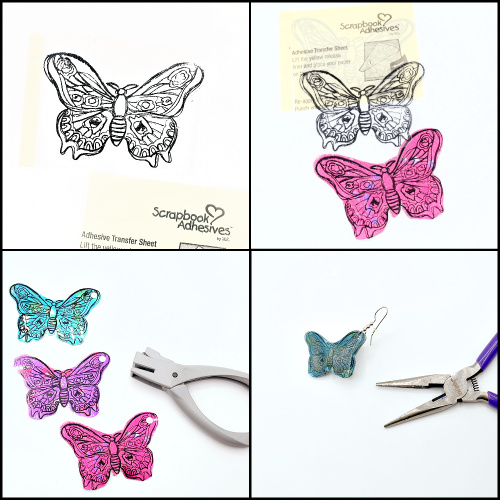 Butterfly Earrings with Transfer Foil by Dana Tatar for Scrapbook Adhesives by 3L