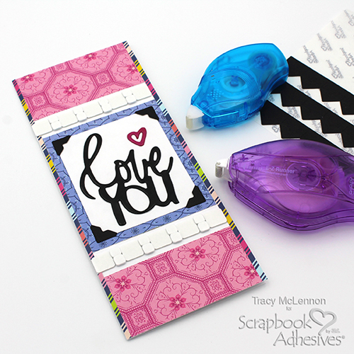 Slimline Love You Card by Tracy McLennon for Scrapbook Adhesives by 3L