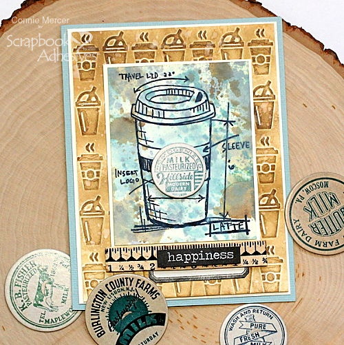 Mixed Media Happiness Card with Coffee Lovers by Connie Mercer for Scrapbook Adhesives by 3L