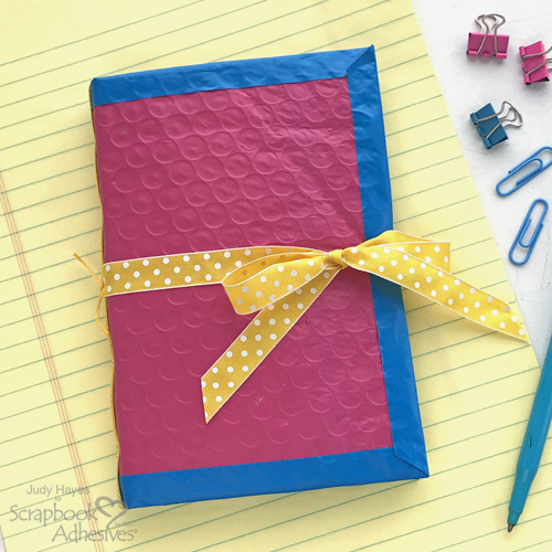 Upcycle Packaging to a Mini Journal by Judy Hayes for Scrapbook Adhesives by 3L