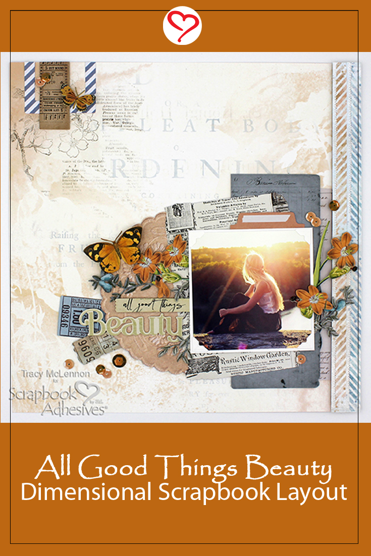 All Things Beauty Dimensional Layout by Tracy McLennon for Scrapbook Adhesives by 3L Pinterest