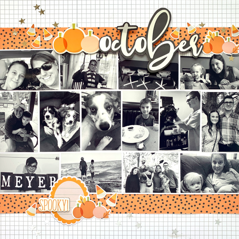 October Monthly Recap Layout by Christine Meyer using Scrapbook Adhesives by 3L