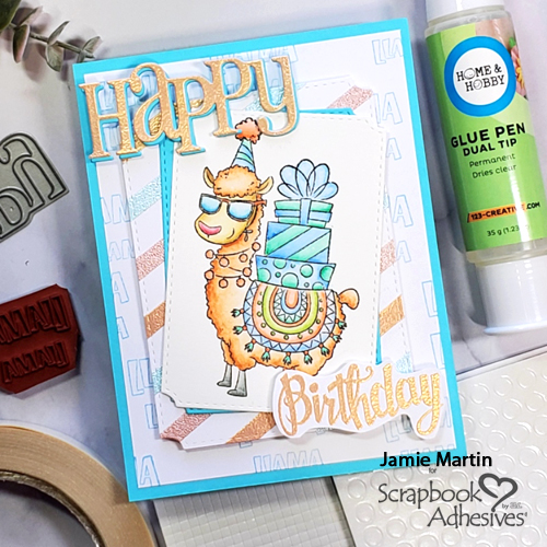Happy Llama Birthday Card by Jamie Martin for Scrapbook Adhesives by 3L 