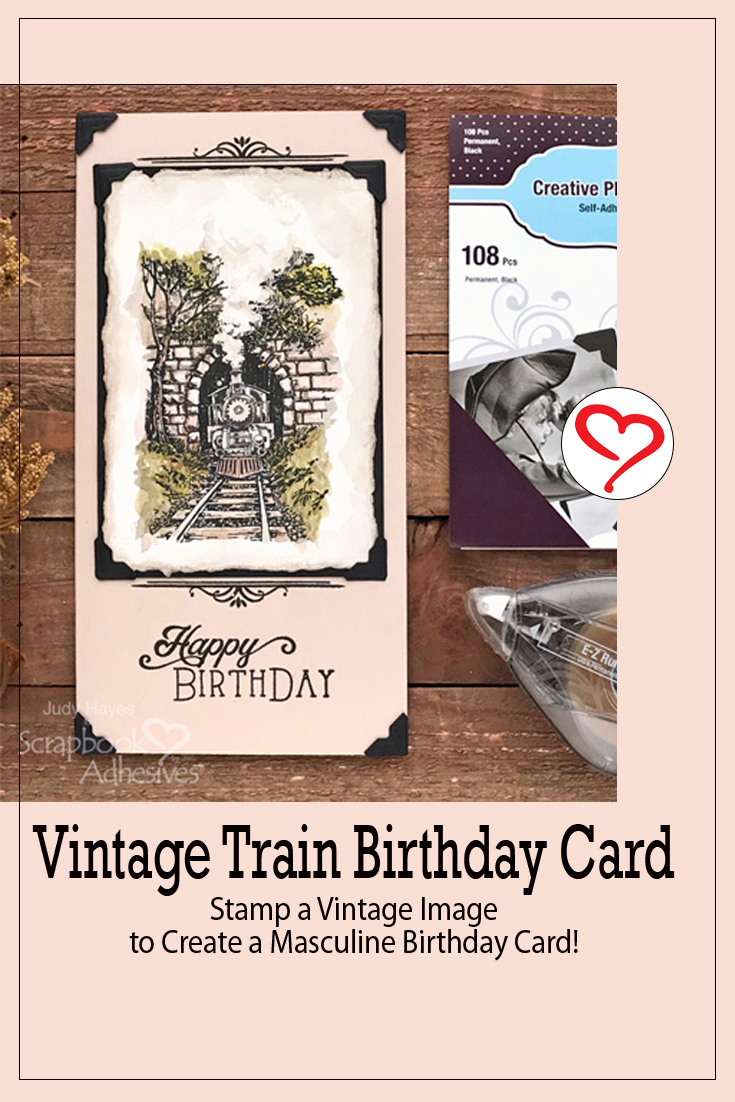 Vintage Train Birthday Card by Judy Hayes for Scrapbook Adhesives by 3L Pinterest