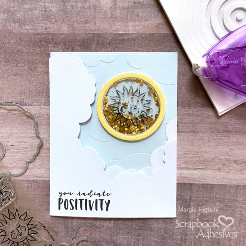 Radiate Positivity Shaker Card by Margie Higuchi for Scrapbook Adhesives by 3L
