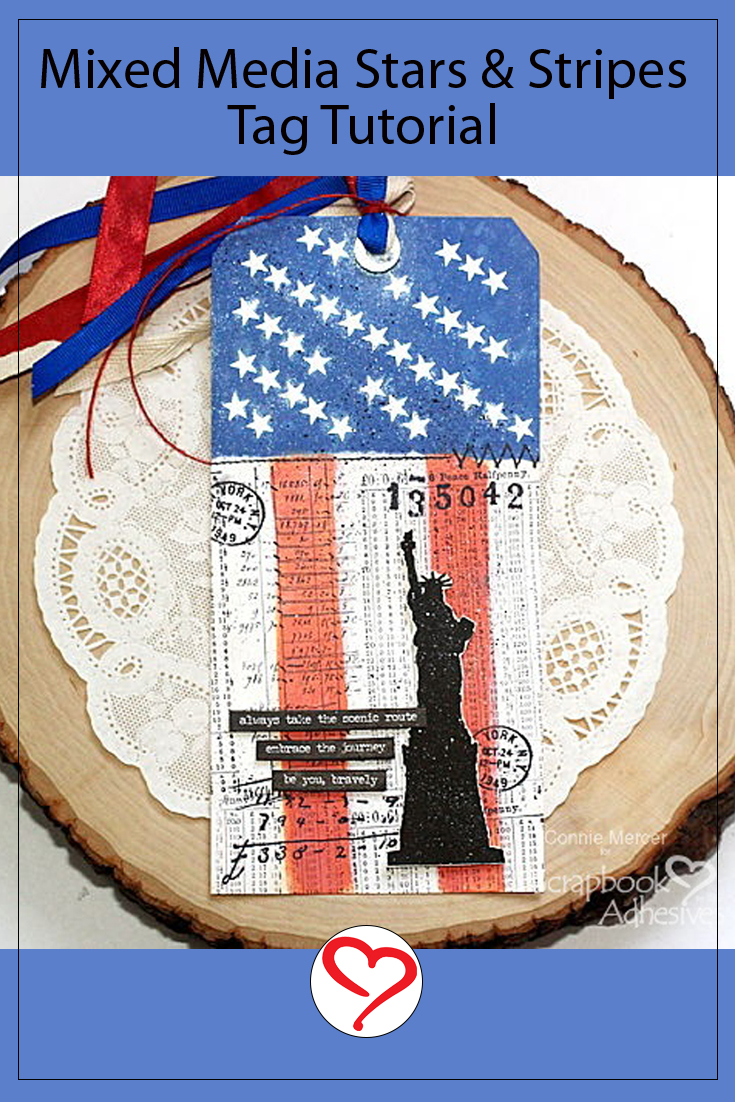 Mixed Media Stars & Stripes Tag by Connie Mercer for Scrapbook Adhesives by 3L Pinterest