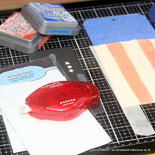 Mixed Media Stars & Stripes Tag by Connie Mercer for Scrapbook Adhesives by 3L